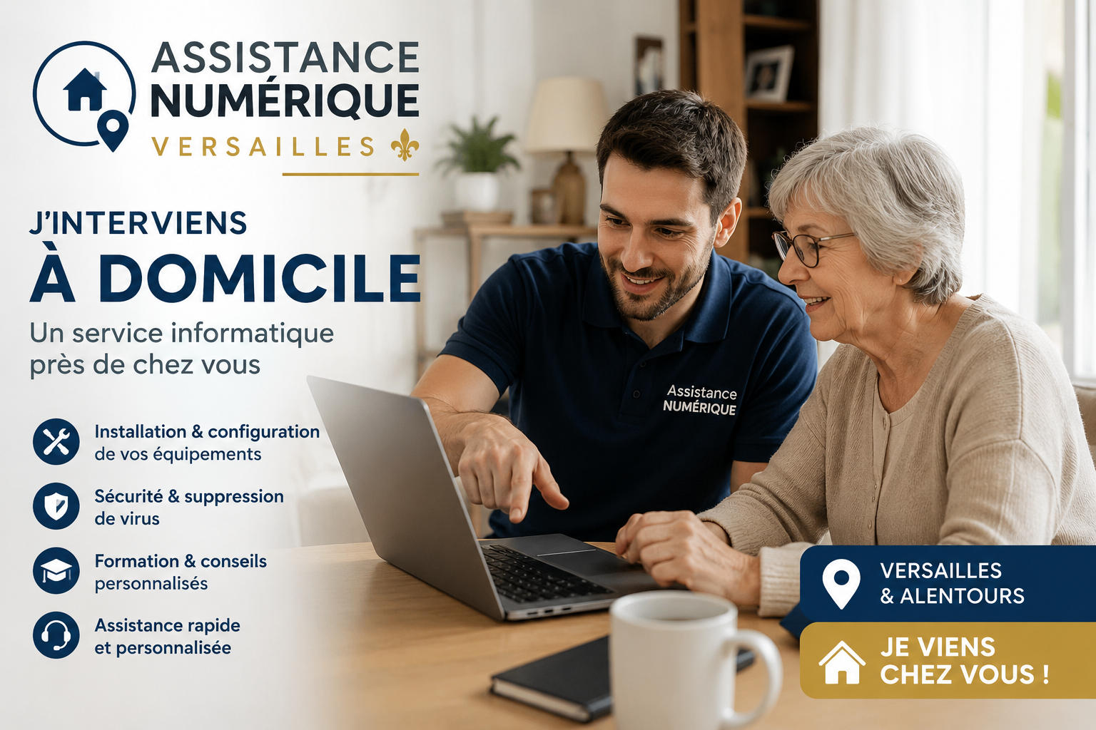 Technicien informatique à domicile à Versailles — aide senior sur PC