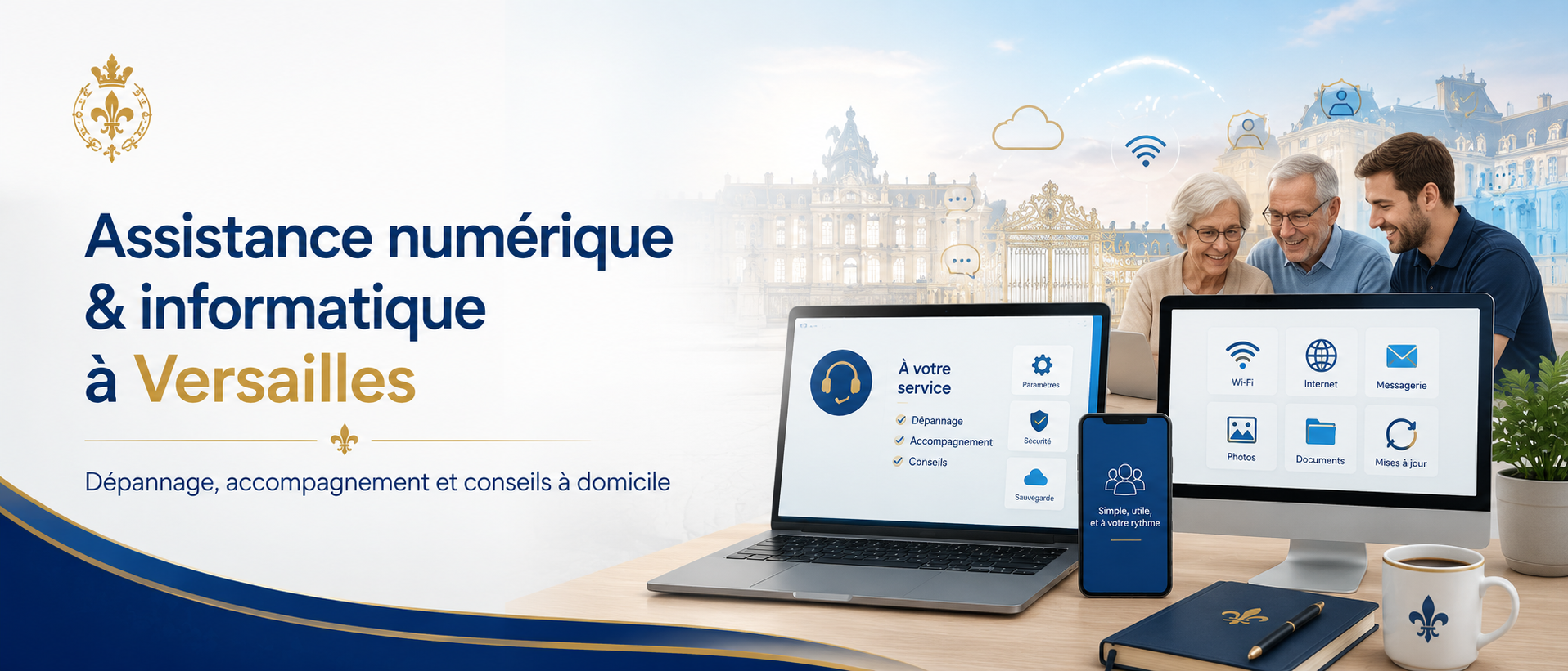 Assistance numérique et informatique à Versailles — dépannage iPhone, PC Windows, Samsung à domicile et en visio